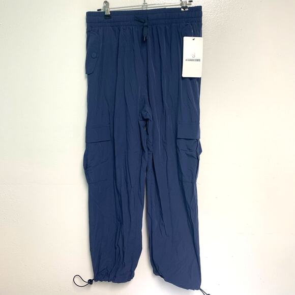 In Good State Women's Nylon Blend Blue Jogger Cargo Sweatpants Size Medium - Picture 1 of 4